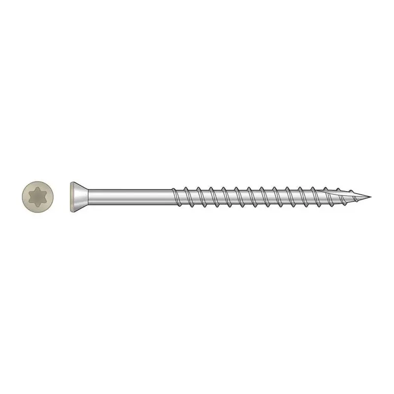 Simpson Strong-Tie T07225Ftbtn02 Trim-Head Screw: #7 × 2-1/4", 6-Lobe T-15 Drive, Type 316 Stainless Steel, Tan Finish (1750-Pack) 1