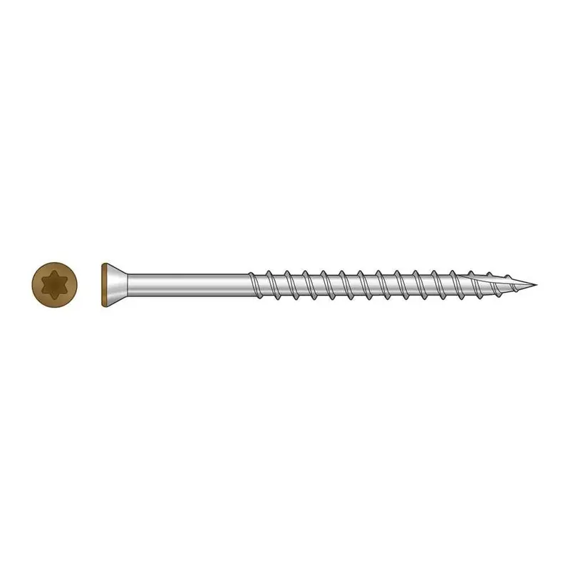 Simpson Strong-Tie T07225Ftptn01 Tan Trim-Head Stainless Steel Screws – #7 X 2-1/4", 6-Lobe Drive (350-Pack) 1