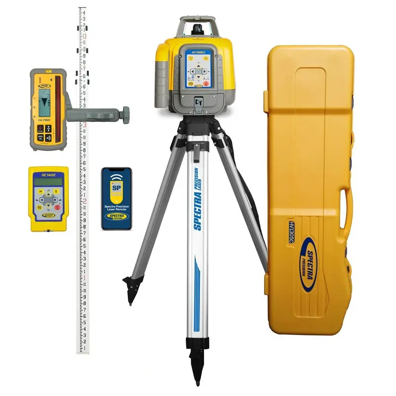 Spectra Hv1305C-Sc-2 Red Beam Laser Level Kit – Horizontal/Vertical, Includes Receiver, Remote, Rod, Tripod & Case 1