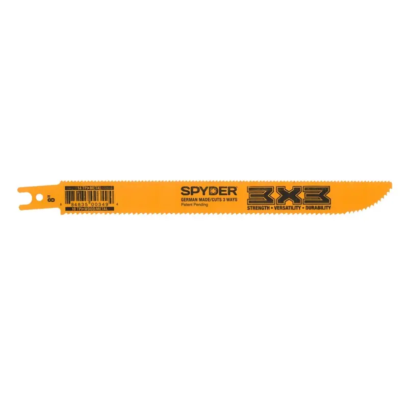 Spyder 200179 Dual-Edge Bi-Metal Reciprocating Saw Blade — 8", 3×3 Shank, 10/14 Tpi For Wood And Metal 1
