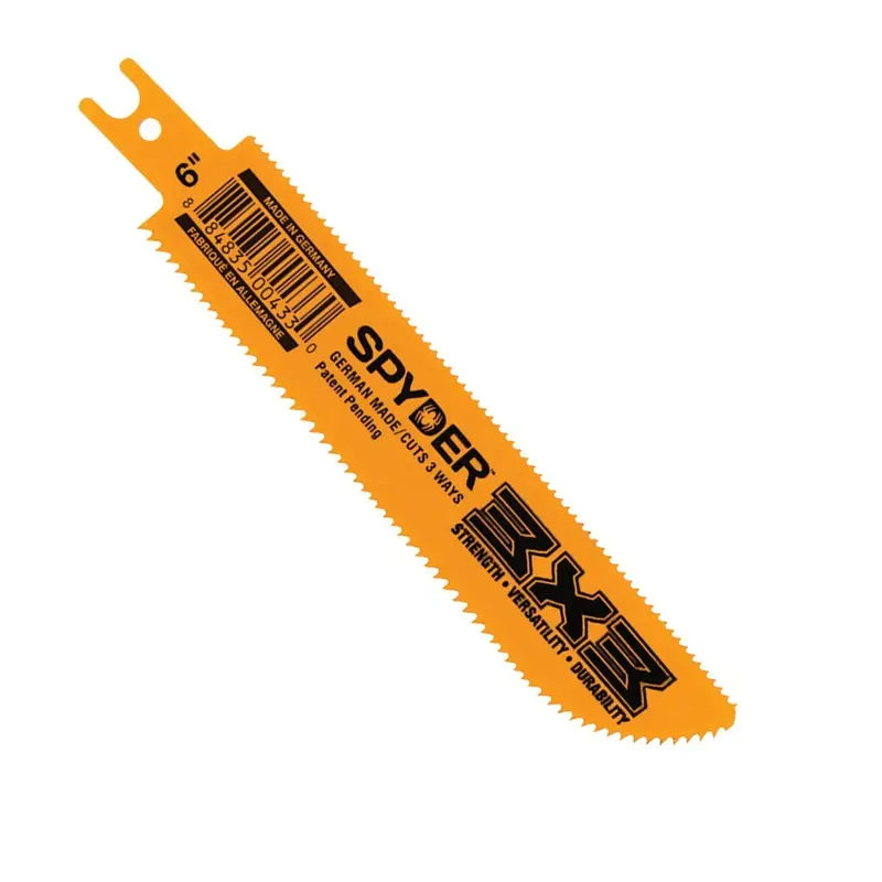 Spyder 200203 Compact Bi-Metal Reciprocating Saw Blade — 6", Double-Edged, 3×3 Shank, 10/14 Tpi 1