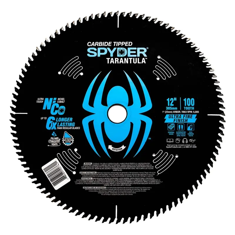 Spyder Tarantula 12" Circular Saw Blade – 100-Tooth Tct Ultra-Fine Finish For Precision Cuts 1