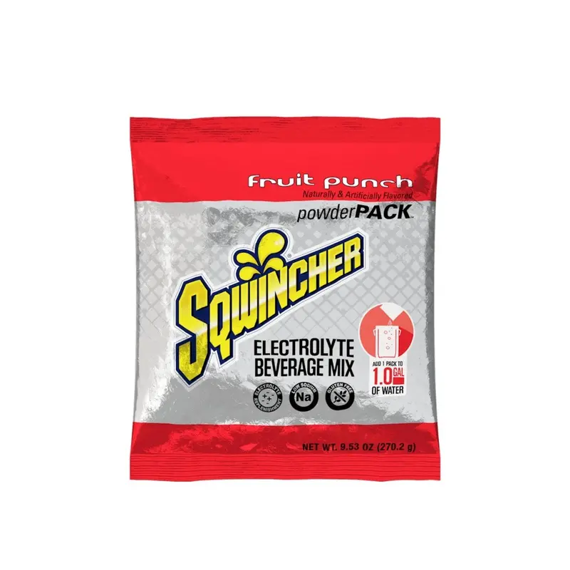 Sqwincher Fruit Punch Electrolyte Mix – 9.53 Oz Single-Serve Packets, Yields 1 Gallon (80-Pack) 1