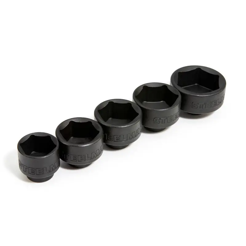 Steelman Pro 42275 5-Piece Low-Profile Oil Filter Socket Set – 24Mm To 36Mm, 3/8" Drive 1