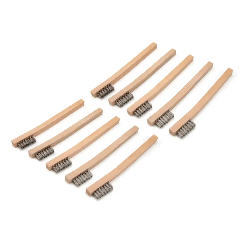Steelman Pro 42563 Stainless Steel Wire Brush – 1200-Bristle, Hardwood Handle, 10-Pack 1