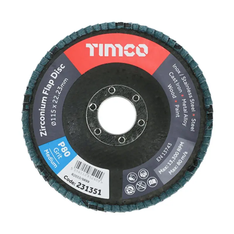 Timco 231351 – 115Mm Heavy-Duty Zirconium Flap Disc, P80 Grit 1