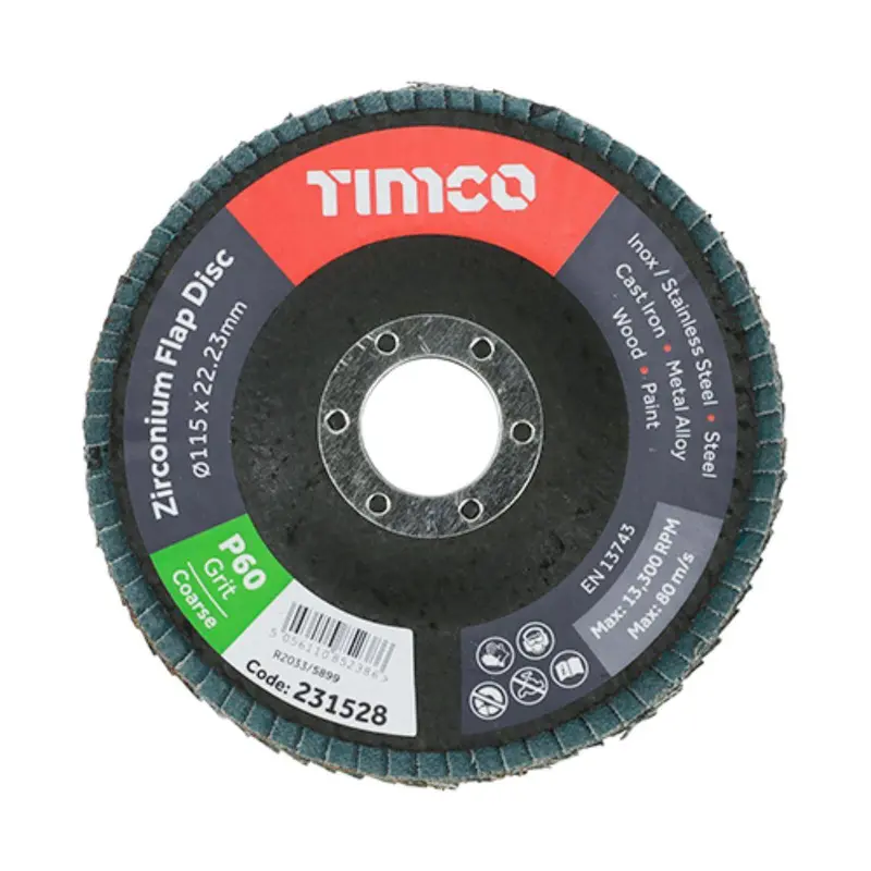 Timco 231528 – 115Mm Heavy-Duty Zirconium Flap Disc, P60 Grit 1
