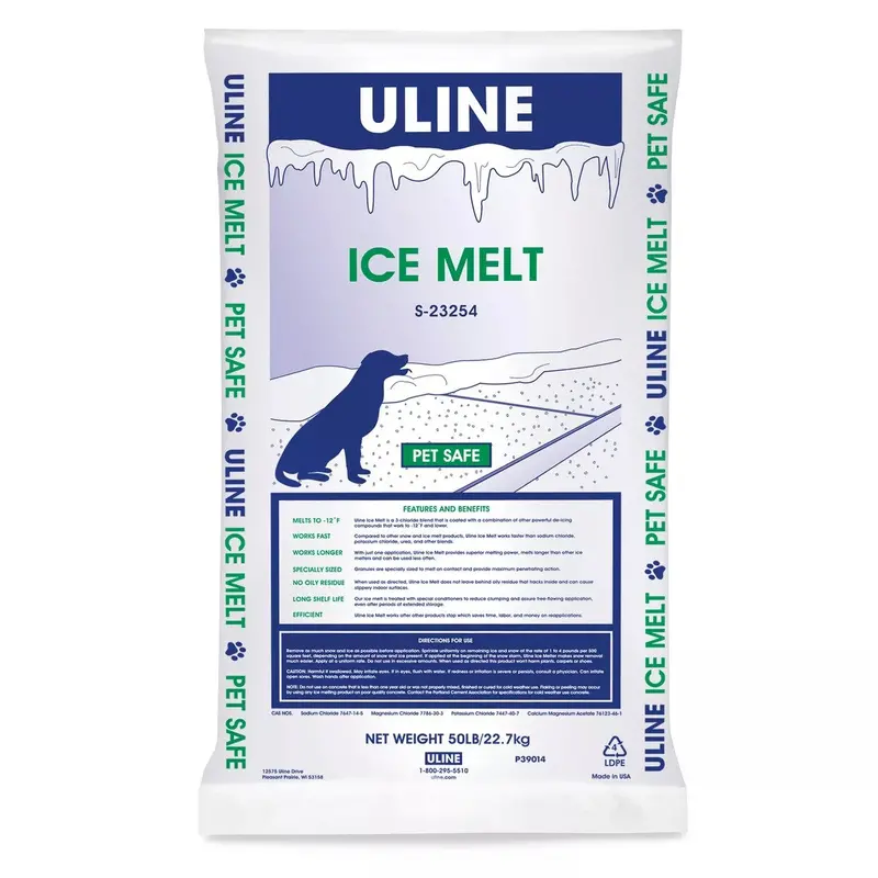 Uline Pet-Safe Ice Melt Granules – Fast-Acting Formula Effective To -12°F, 50 Lb Bag 1