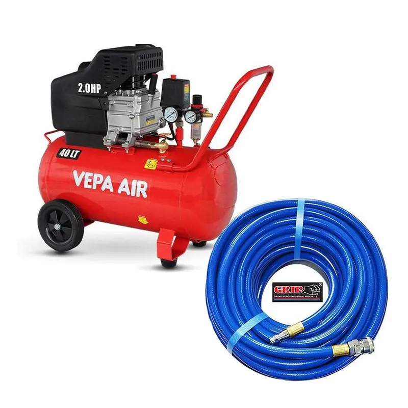 Vepa 2Hp 40L Air Compressor (Vadd20-40) + 20M Braided Pvc Air Hose (Grip 12695) 1
