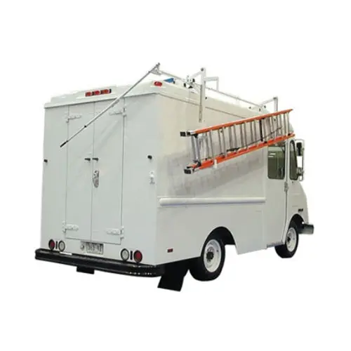 Weather Guard Ez-Glide Drop-Down Rack – White Aluminum, Passenger-Side Mount For 8' Hi-Cube Vans (281) 1
