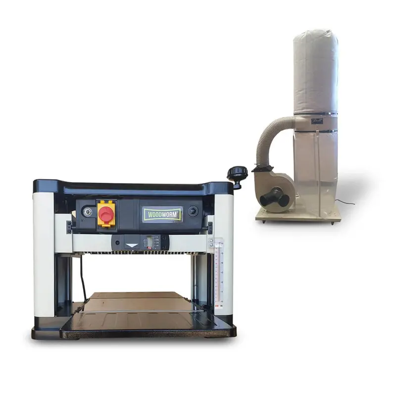 Woodworm Wwthhsh330 Helical Blade Thicknesser Planer + Grip Gdc3 High-Capacity Dust Collector 1